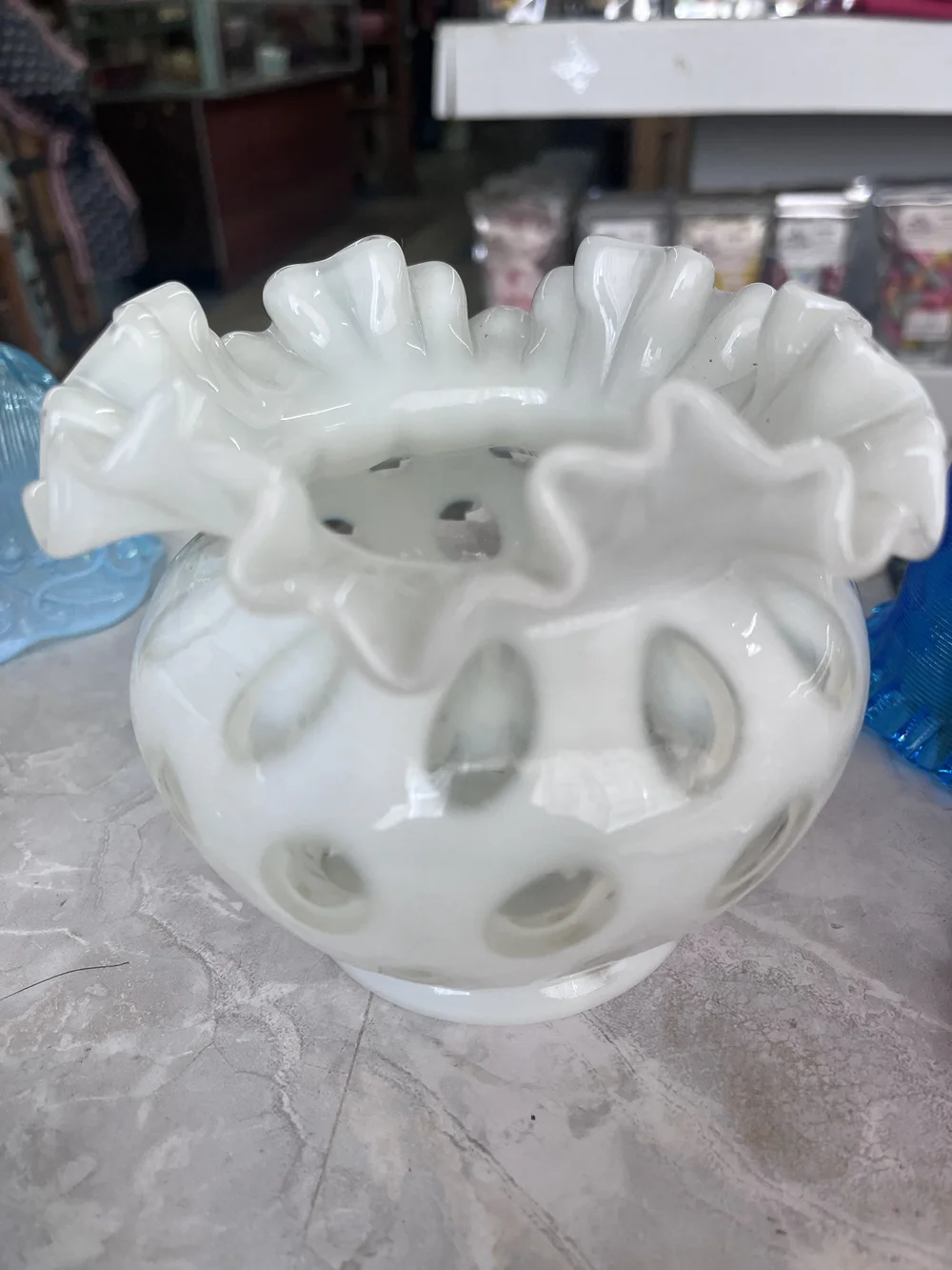 Fenton Ruffled Coindot  Vase